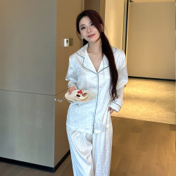 知禮高級感長袖長褲提花刺綉套裝睡衣女款時尚四季居家可外穿設計