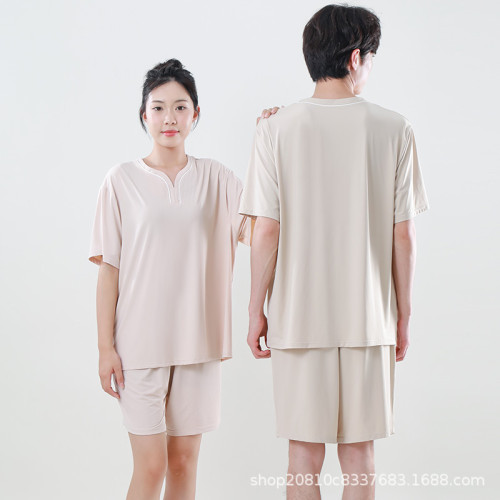 汗蒸服男女款冰涼絲曲水浴服浴衣短款冰絲按摩水療足療服蘭亭睡衣