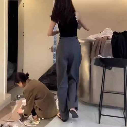 24696大愛美依緣2025新款韓版修身無袖背心高腰濶腿褲洋氣顯瘦女