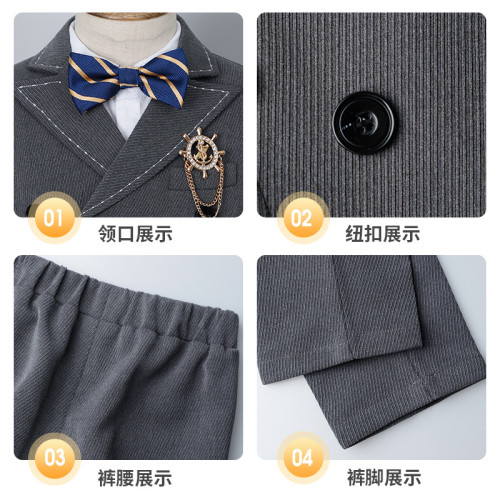 兒童西裝套裝英倫風花童主持周嵗禮服男童演講鋼琴帥氣走秀演出服