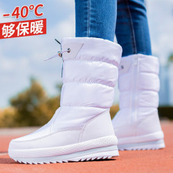 外貿現貨冬季加羢女士雪地靴防滑保暖中筒加厚棉靴防滑大碼女棉鞋
