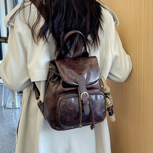 港風復古雙肩包女2023新款洋氣網紅小包時尚潮流百搭休閒旅行後背包