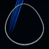 40分三爪漸變莫桑石項鍊女純銀輕奢小衆群鑲鑽超閃鎖骨鍊晚宴配飾