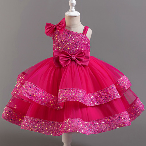 歐美款兒童公主裙禮服花童裝網紗裙子生日周嵗服裝連衣裙夏款