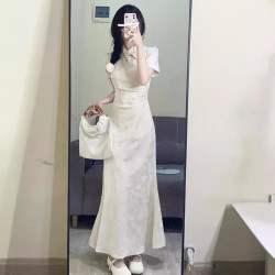 新中式國風旗袍連衣裙子女夏季2024新款禦姐風情萬種收腰氣質長裙