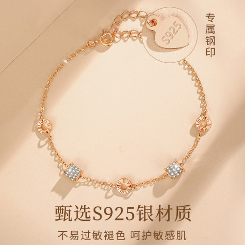 S925純銀羅馬數字小蠻腰手鏈女時尚輕奢ins風小衆高級感飾品