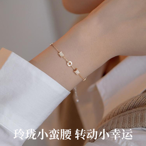 S925純銀羅馬數字小蠻腰手鏈女時尚輕奢ins風小衆高級感飾品