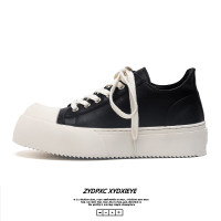 夏季黑色板鞋男款透氣厚底增高明顯同款通勤大頭德比鞋24326-G