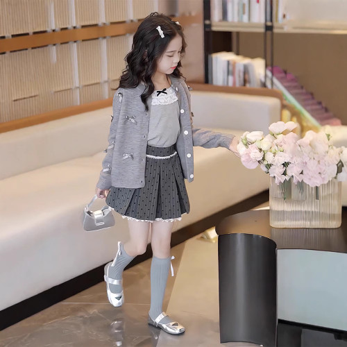 （親子裝）女童開衫毛衣2025韓版童裝針織衫上衣兒童女寶寶立體花