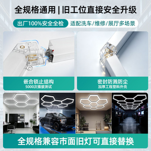 美容工位蜂窩燈寬壓110-240v可拼接古鎮産業帶ce出口6500K洗車燈
