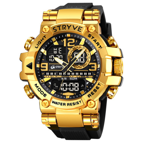 STRYVE運動炫彩夜光電子防水腕表多功能學生手錶8025