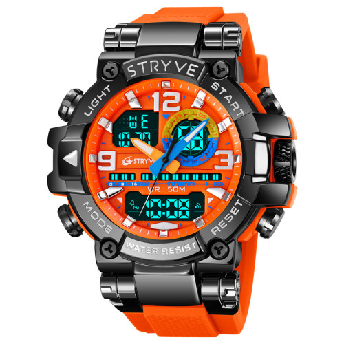 STRYVE運動炫彩夜光電子防水腕表多功能學生手錶8025