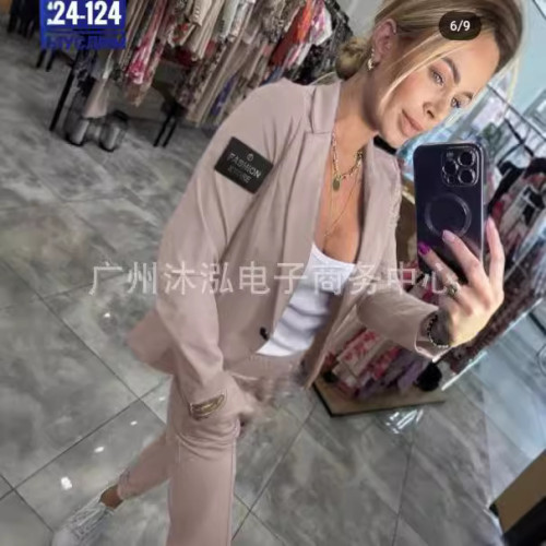 2024wish獨立站新款休閒時尚套裝西服女裝套裝