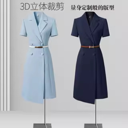 職業連衣裙女夏季短袖西裝裙職場通勤面試正裝氣質時尚高級工作服