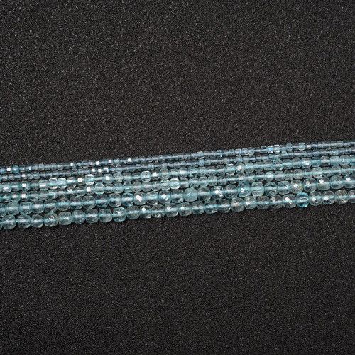 晶惠DIY水晶配件散珠天然藍托帕切面方塊2.5m-4m手工串珠輔料材料