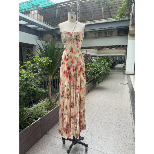 alc晚禮服吊帶印花連衣長裙女神款