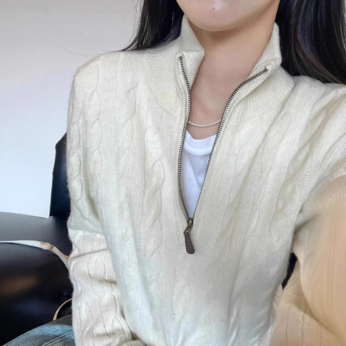 可掃碼RL拉夫小馬標刺綉針織衫男秋冬立領麻花半拉鍊毛衣女保暖