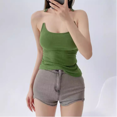24夏季新款女辣妹透明隱形肩帶純欲辣妹修身U領氣質無袖吊帶背心