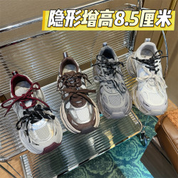 【內增高8.5公分】早秋真皮小個子厚底透氣不累腳老爹鞋010349
