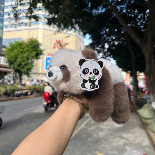 新款趴趴七仔熊貓仿真公仔毛絨玩具超柔抱枕玩偶生基地同款軟萌