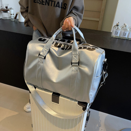 PU防潑水健身包簡約大容量帶鞋倉款手提旅行包乾溼分離運動瑜伽包
