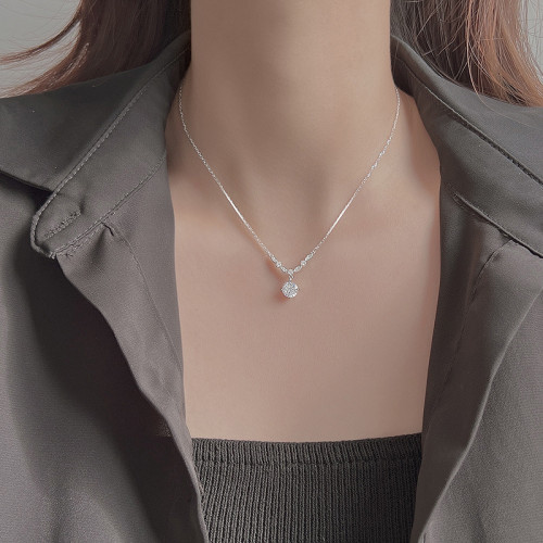 S999足銀閃耀星河項鍊女輕奢時尚百搭鎖骨鍊鋯石吊墜項飾禮物