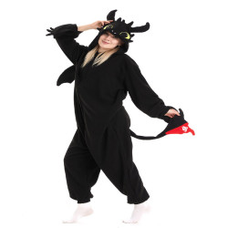 卡通連體睡衣情侶款黑白龍連體衣休閒家居服中厚大碼