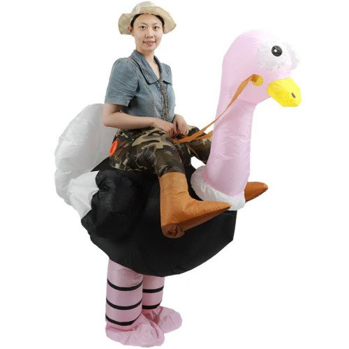 網紅同款卡通動物坐騎充氣服親子互動道具服火烈鳥充氣衣服