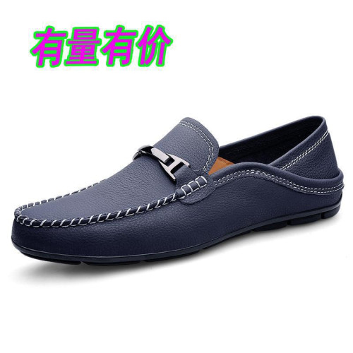 男鞋戶外工裝皮鞋春季低幫套腳包頭真皮牛皮面商務正裝時尚休閒鞋