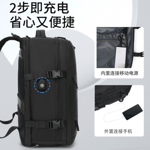 新款百搭簡約後背包雙肩包男女旅行大容量多功能底部獨立鞋倉雙肩包