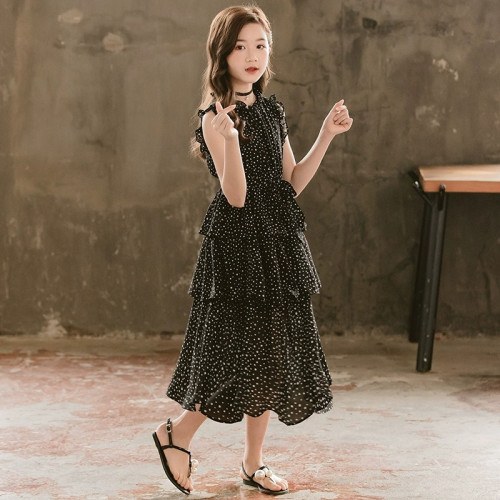 女童連衣裙夏裝2024新款兒童甜美娃娃領公主風中大童夏季薄款裙子