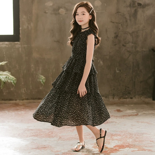 女童連衣裙夏裝2024新款兒童甜美娃娃領公主風中大童夏季薄款裙子
