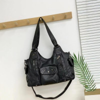 女士復古水洗Y2K辣妹機車包大容量日韓潮流多口袋單肩包