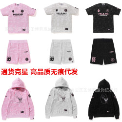 美式邁阿密聯名字母連帽套頭刺綉徽章衛衣休閒短褲男女大碼情