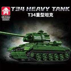 樂毅66051-069虎式T34重型主戰坦克益智拼裝積木兒童玩具