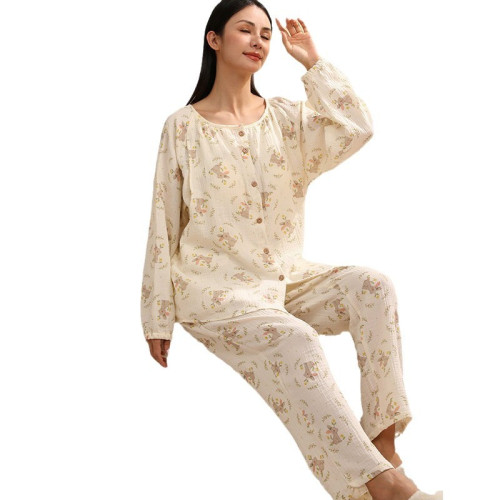 多款大碼帶胸墊月子服純棉縐布産後孕婦睡衣卡通哺乳衣産婦睡衣套