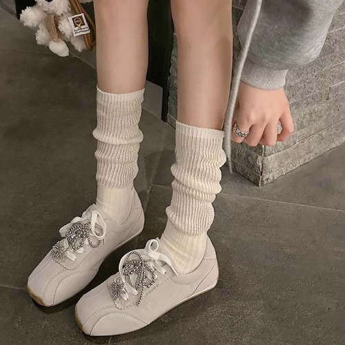 秋冬新款小衆休閒磨砂真皮阿甘鞋復古方頭珍珠蝴蝶結休閒德訓鞋女