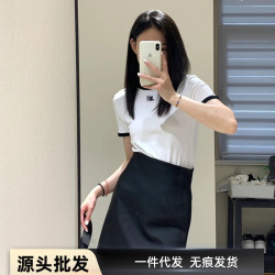 春夏新款 coug系辣妹單肩不對稱斜肩設計吊帶上衣拼色短袖T恤