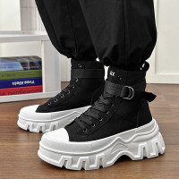 馬丁靴男靴高幫綁帶釦大碼2026秋冬新款靴子帆布面男女鞋