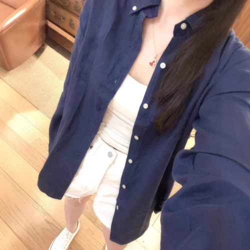 RL拉夫小馬標Polo襯衫春秋亞麻襯衫女可掃碼情侶刺綉男女長袖防曬