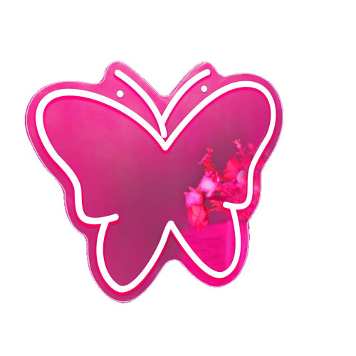卡通鏡面霓虹燈化妝鏡裝飾KT貓咪少女禮物愛心鏡面氛圍