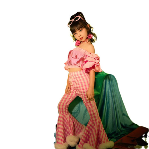 復古懷舊港風8090年代女潮童幼兒園舞台走秀表演服裝兒童演出服新