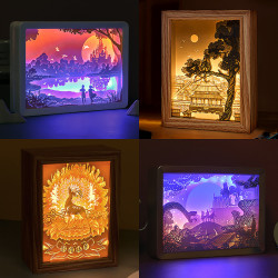 燈光畫創意文創工藝禮品裝飾擺件家居氛圍小夜燈3d立體光影紙雕燈
