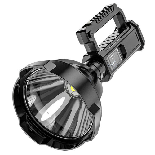 新款超亮探照燈LED強光手電戶外USB充電太陽能手提燈