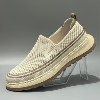 飛織網面男鞋夏季新品輕便軟底休閒鞋男士透氣一腳蹬懶人網眼布鞋