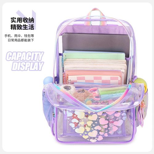 透明包時尚卡通書包男女生小學初高中雙肩後背包