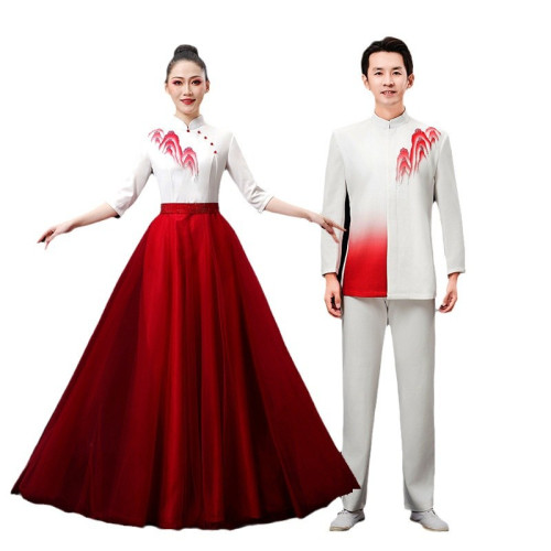 新款男女大合唱演出服學生紅歌比賽詩歌朗誦舞台表演服主持人服裝