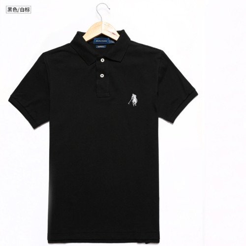 爆款小馬標男式翻領刺綉純色純棉大碼寬松短袖t恤經典POLO衫