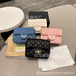 小香風單肩斜背鏈條包高質感菱格金球時尚百搭小方包爆款