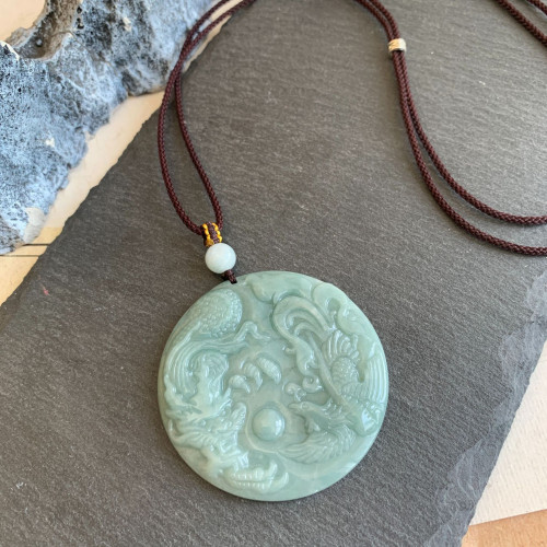 天然翡翠龍牌如意玉珮吊墜 玉石掛件翡翠吊墜